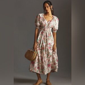 Anthropologie Somerset Maxi Dress Puff Sleeve Floral Print
